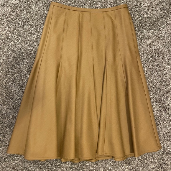Vintage Wool Camel pleated lined Skirt. SZ:2 - Picture 3 of 5